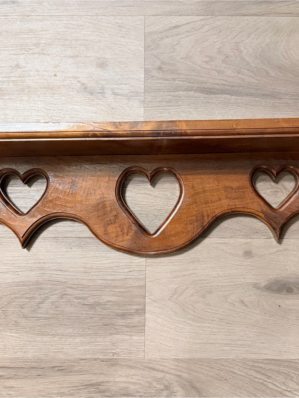 Vintage Wood Heart Cutout Wall Display Shelf
